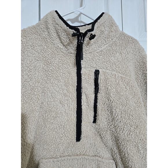 Victoria's secret PINK large women's cream colored sherpa partial zip sweater - Picture 4 of 9